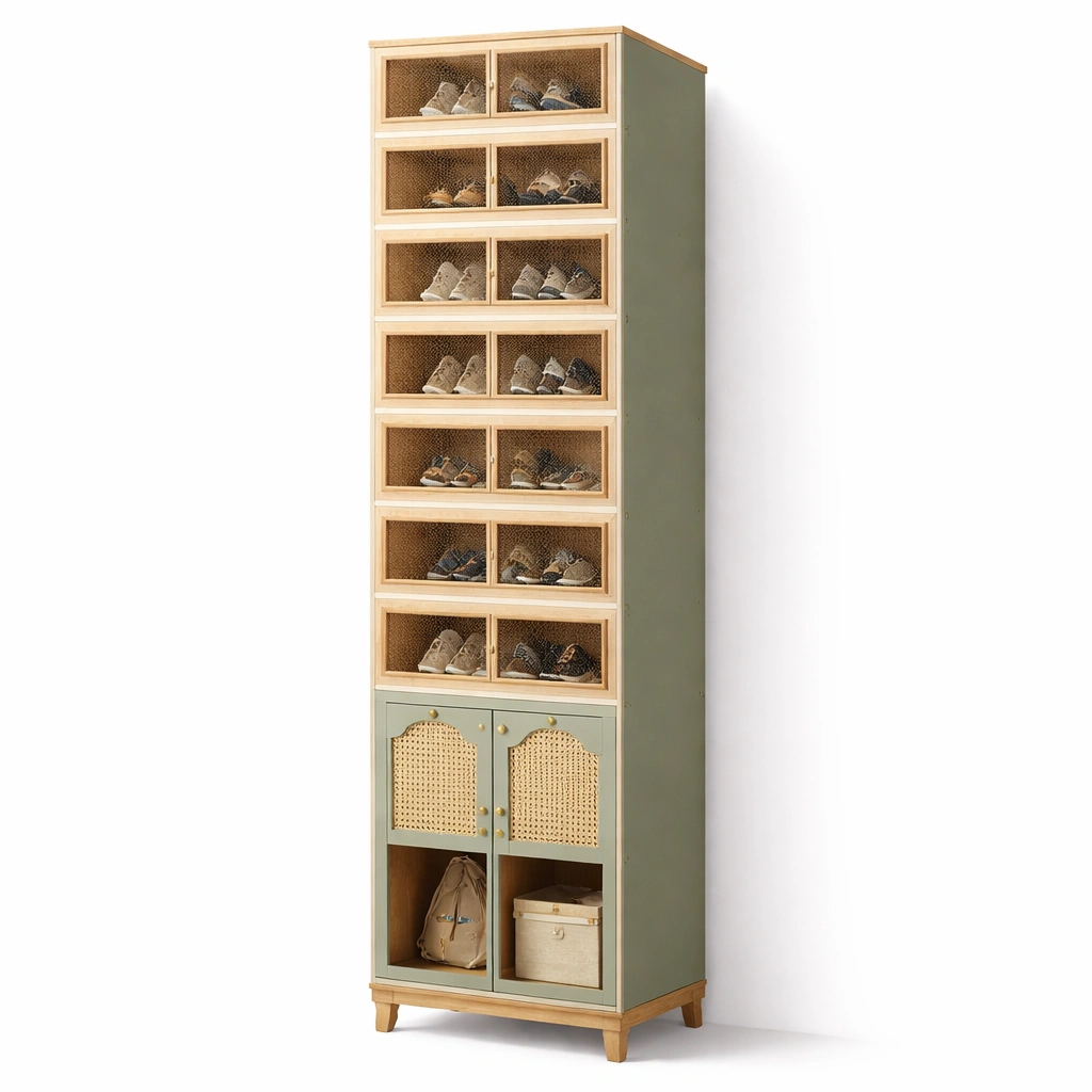 Schuhschrank mit mehreren Faechern und Tueren im modernen Stil-Domvyn